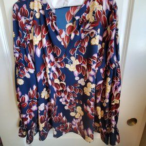 Ann Taylor XL Blue Floral Blouse